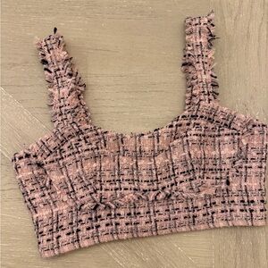 Wild Fable Pink Boucle Tweed Crop Top
